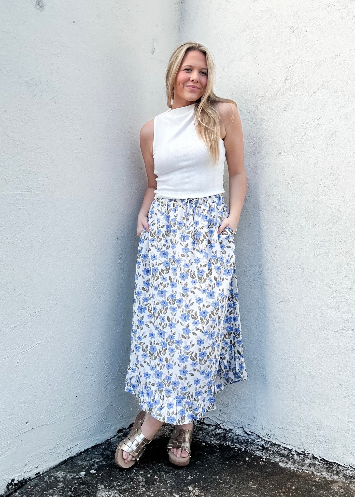 Lapis Floral Skirt