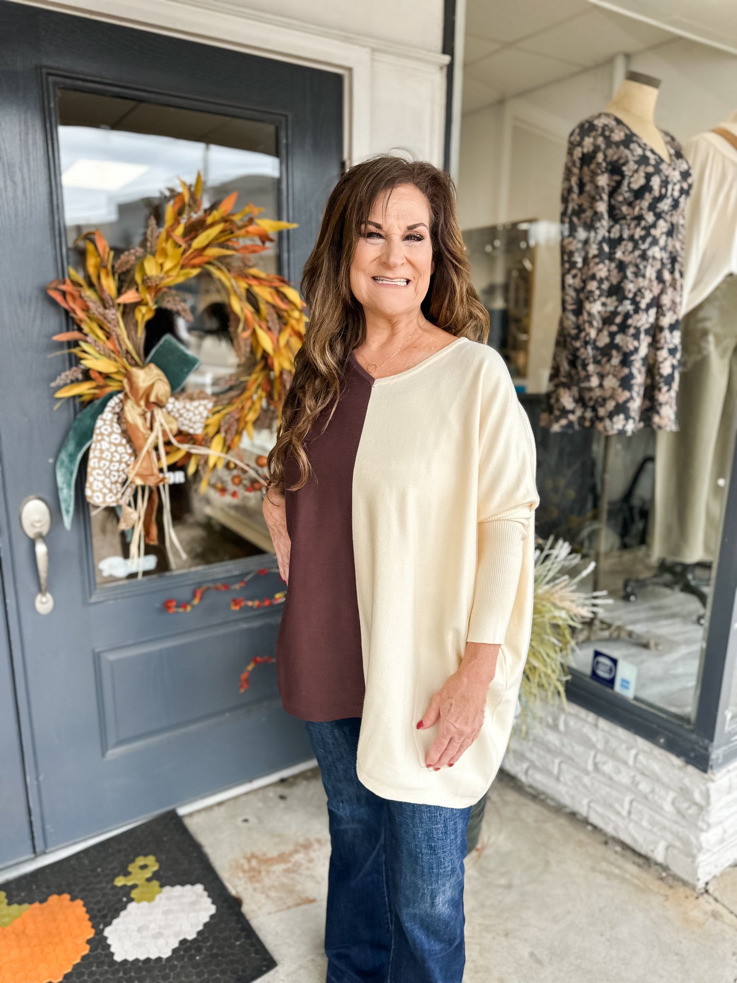 Out in Style Tunic Brown/Cream