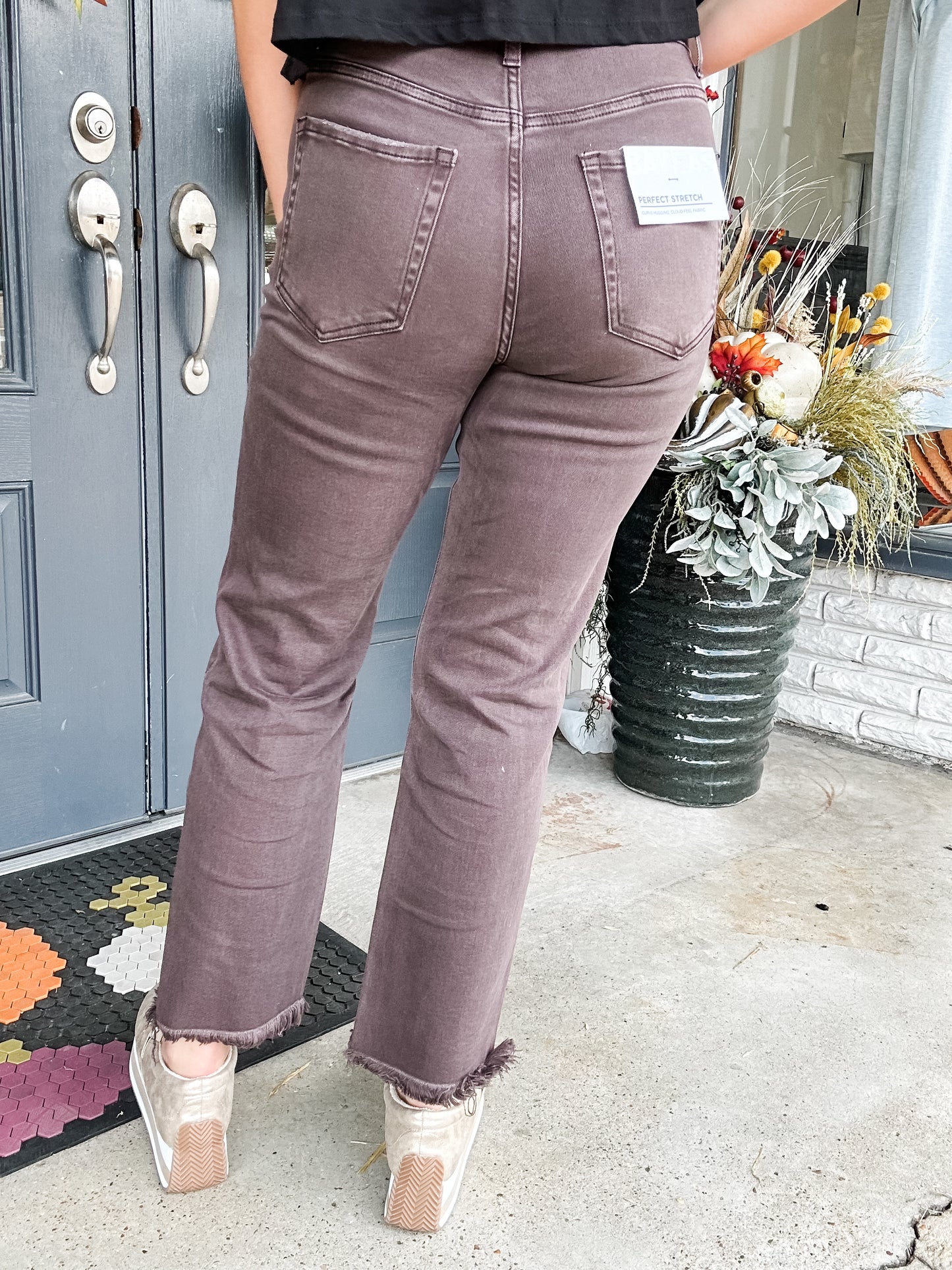 Ella Button Fly Jeans Chocolate