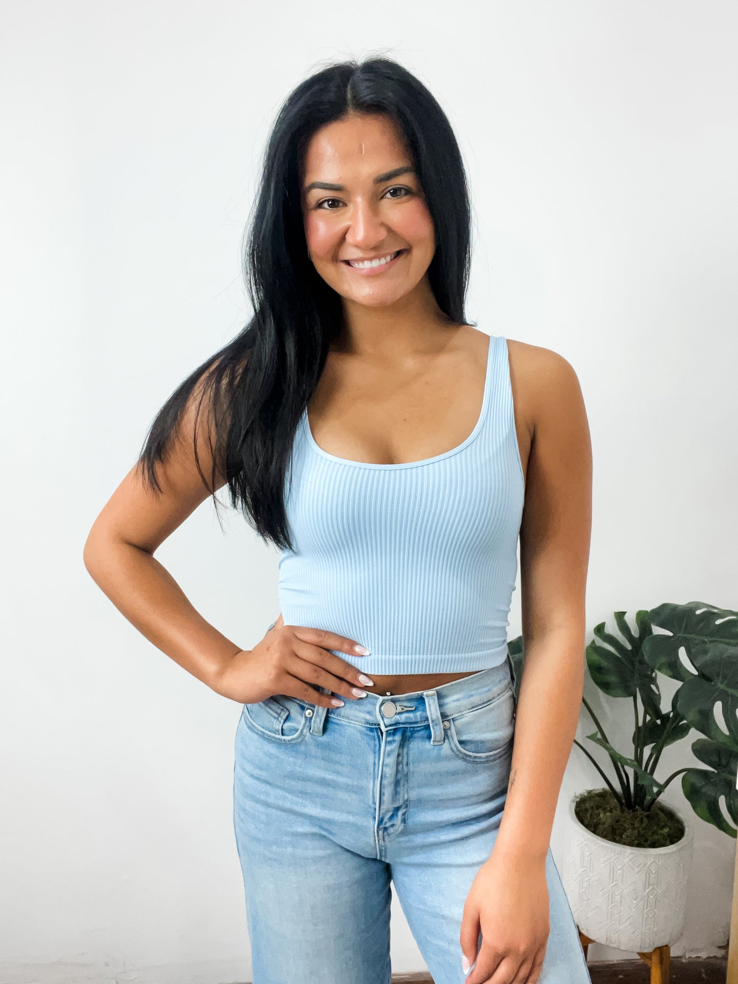 Aria Reversible Ribbed CropTop Cashmere Blue