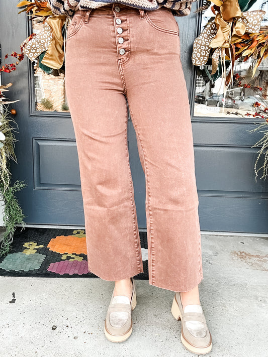 Kara High Rise Wide Leg Jean Cappuccino