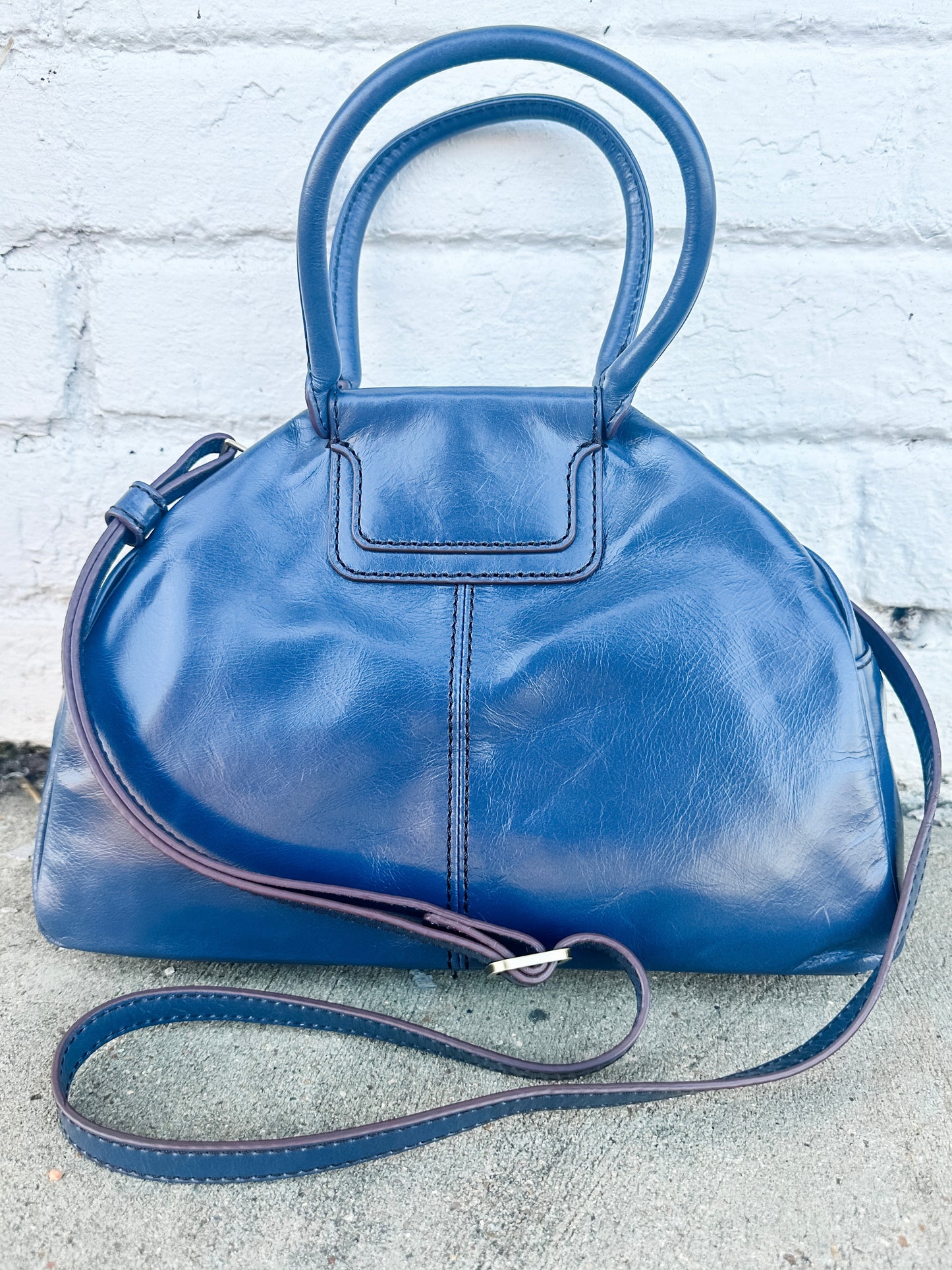 Sheila Drop Handle Satchel Blue Stone