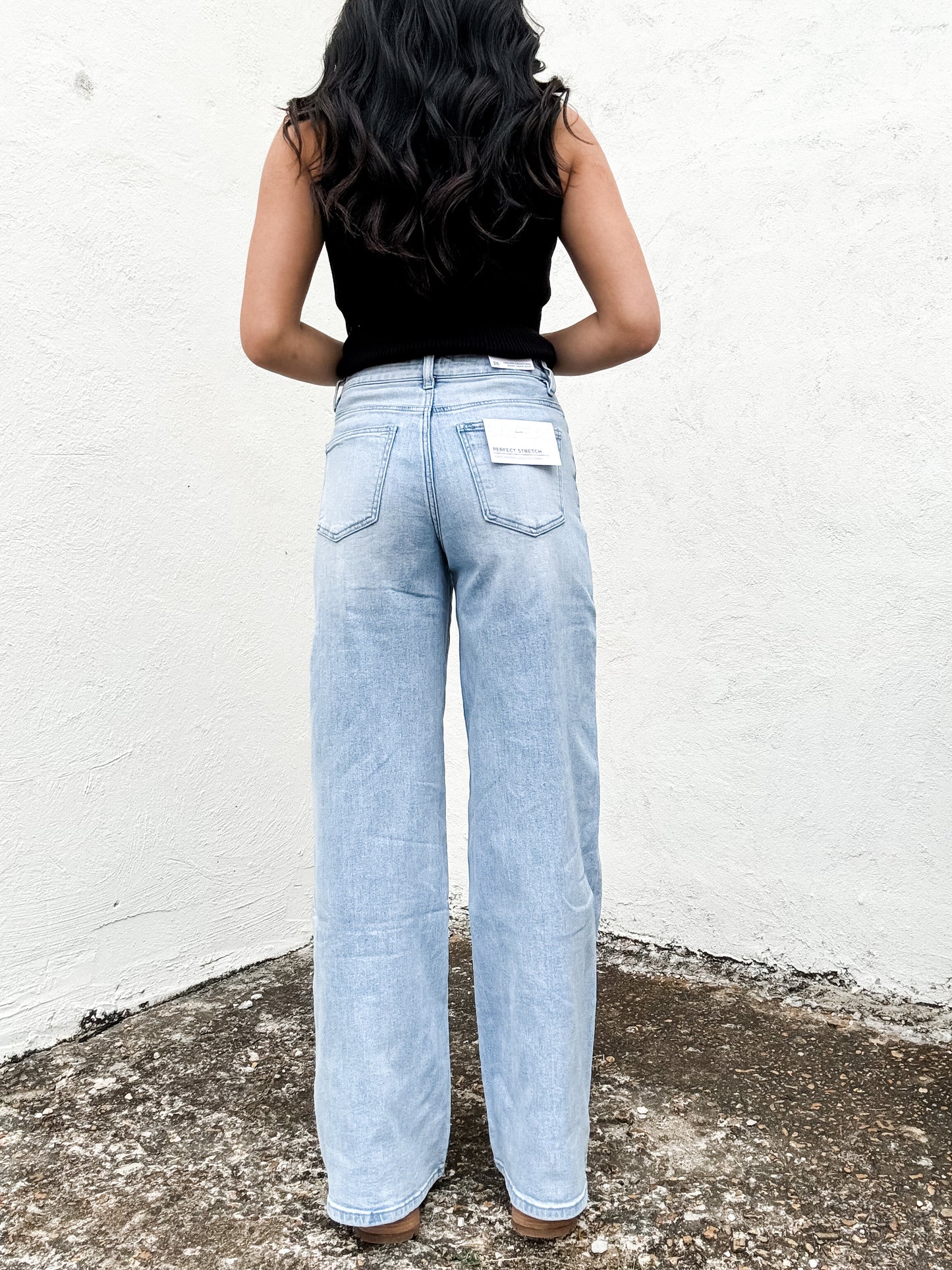 High Rise Drawstring Baggy Denim Jeans