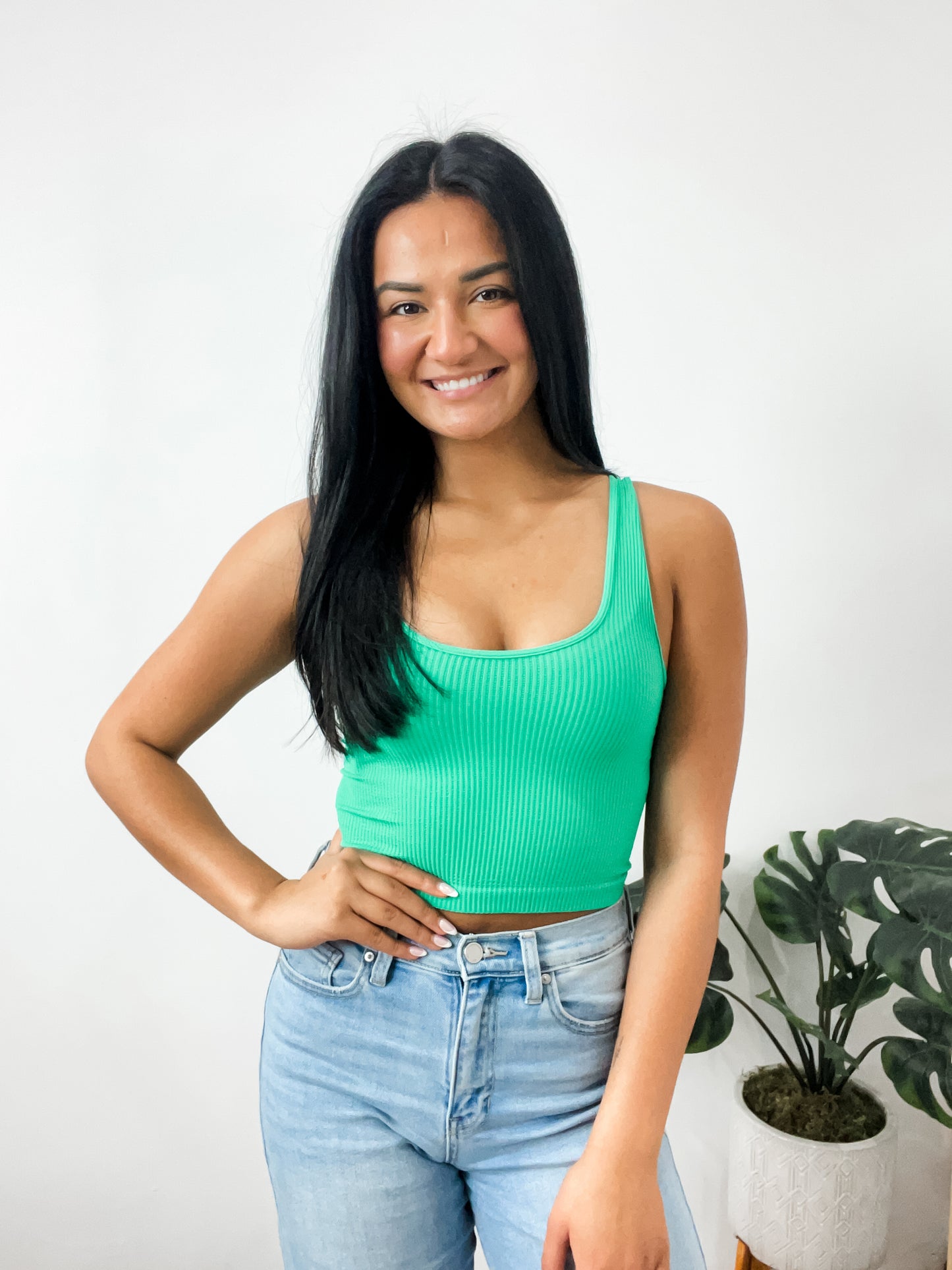 Aria Reversible Ribbed CropTop Vivid Green