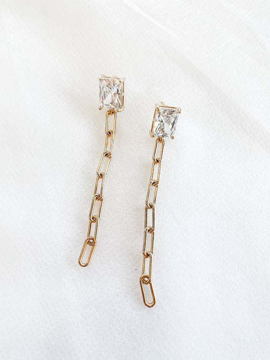 Emerald Cut Fine Links Earrings