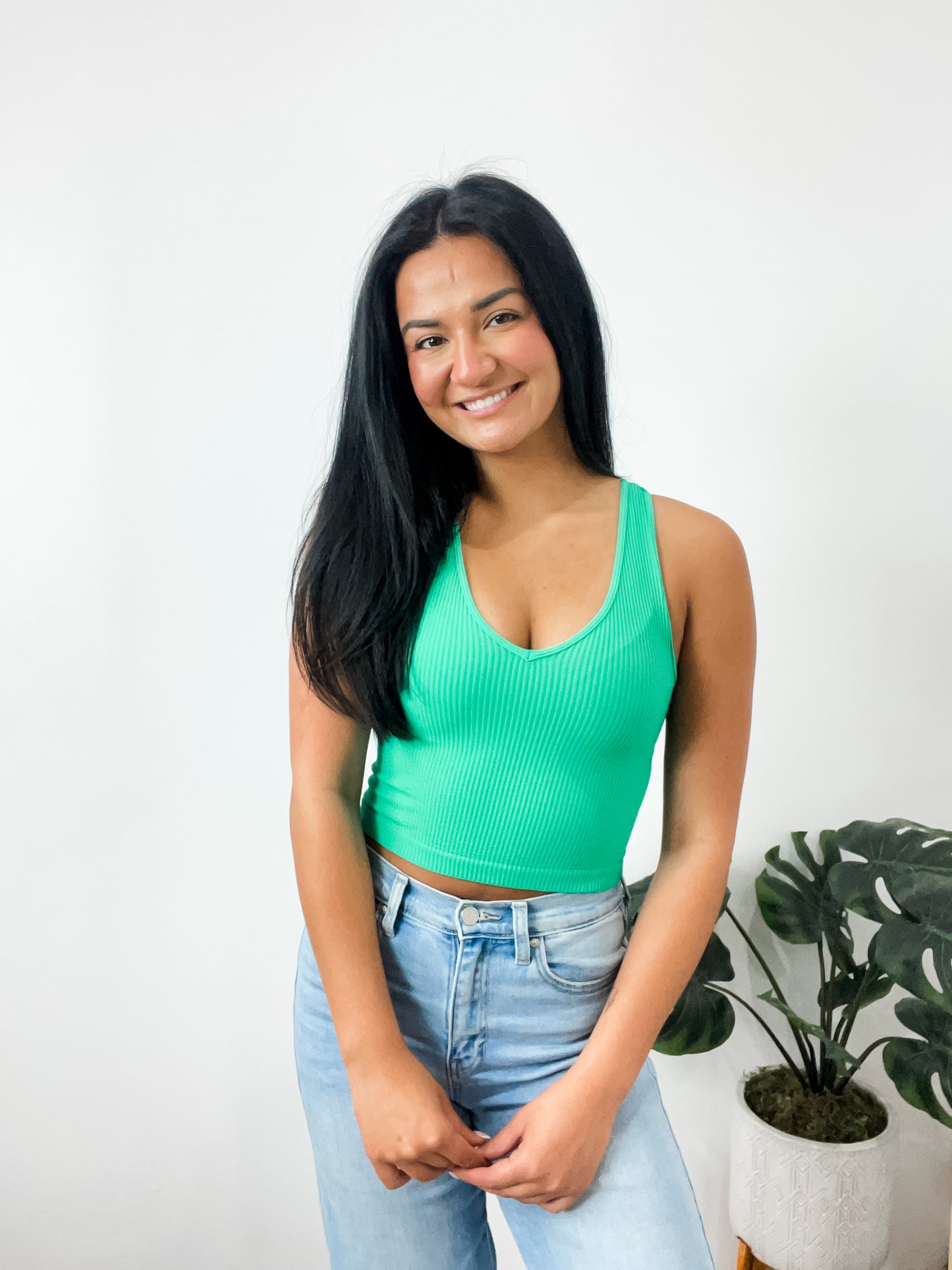 Aria Reversible Ribbed CropTop Vivid Green