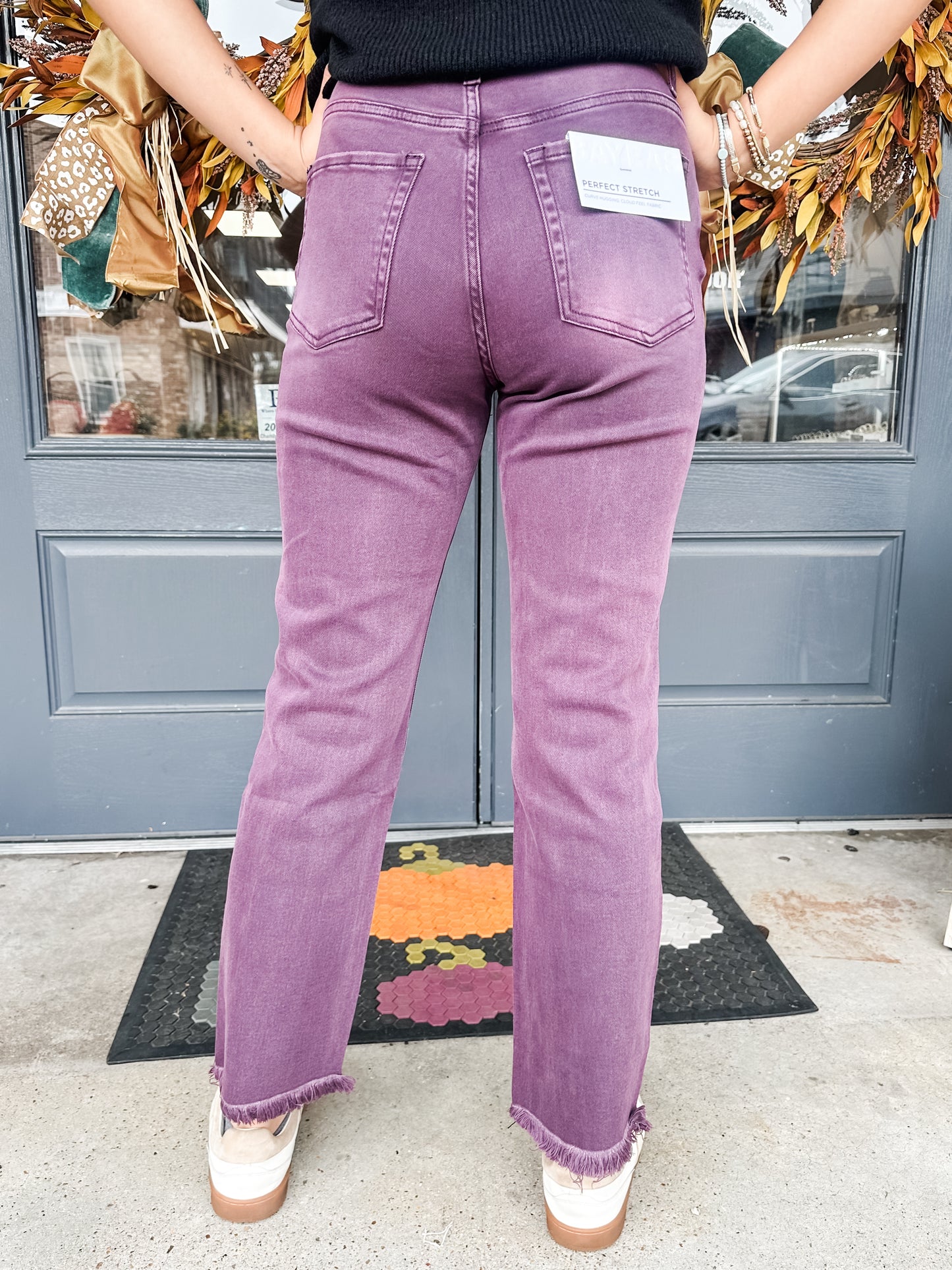 Ella Button Fly Jeans Plum