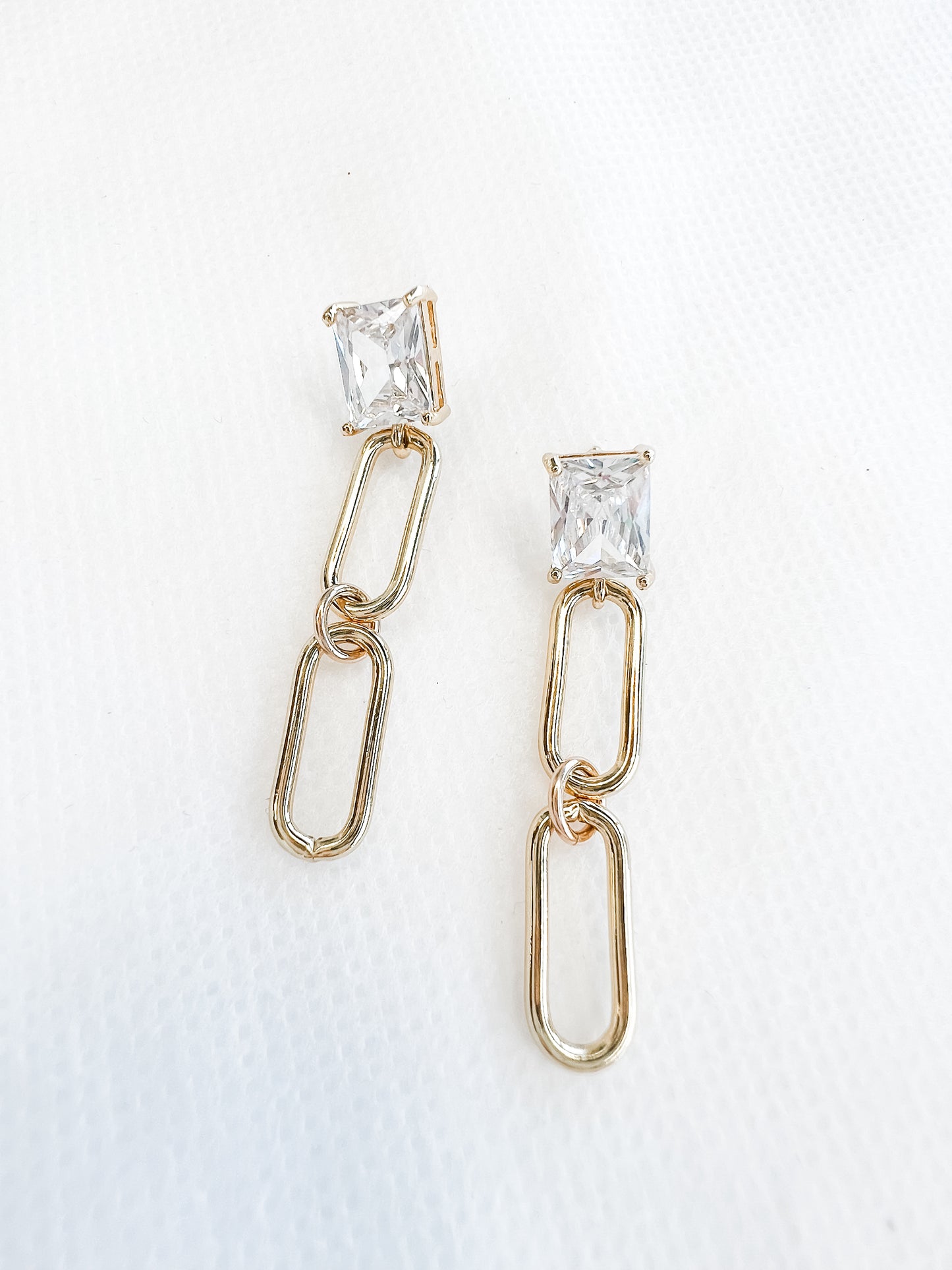 Emerald Cut Links Earrings