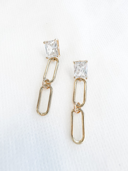 Emerald Cut Links Earrings