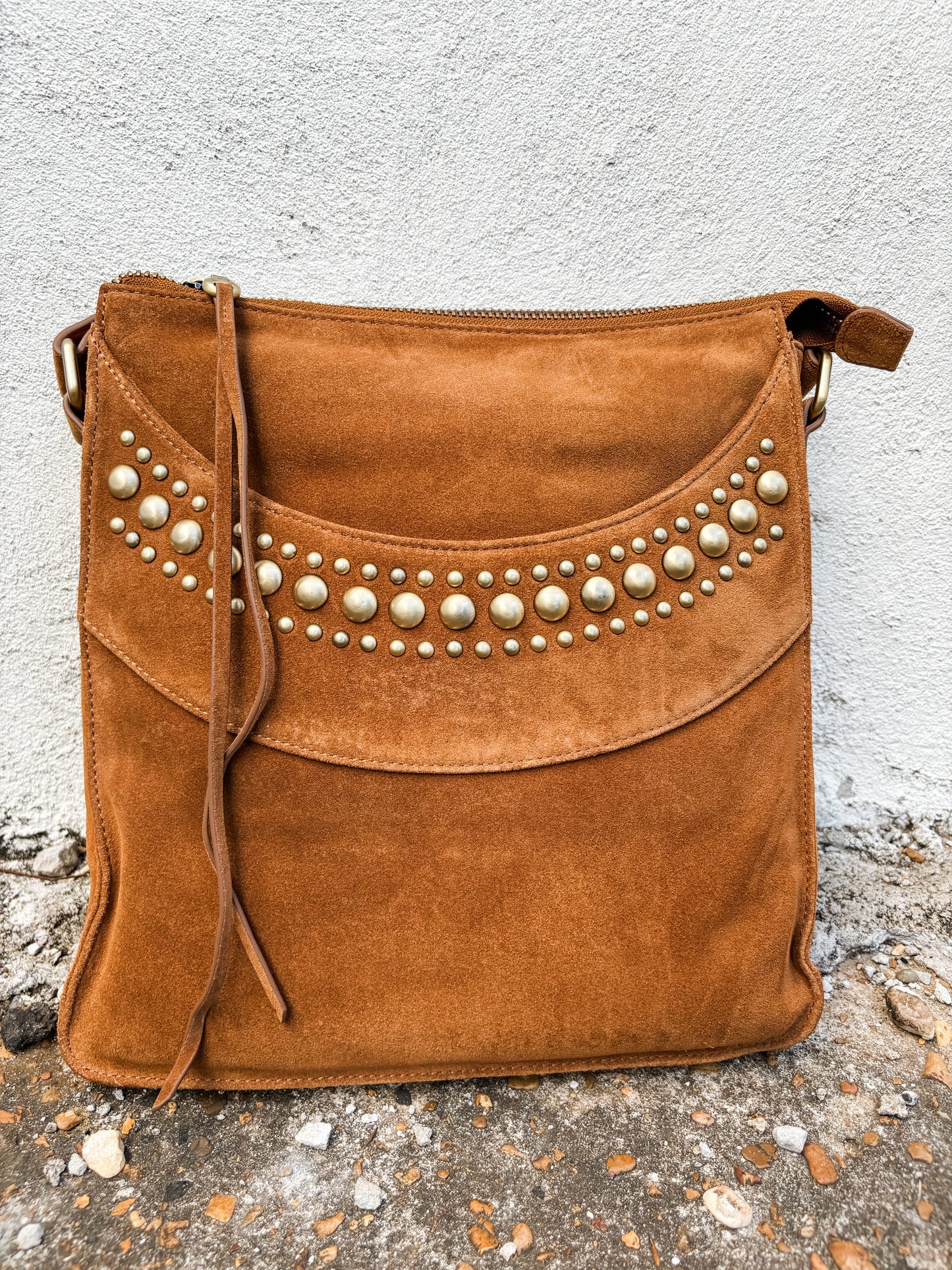 Mystic Large Crossbody Caramel Suede