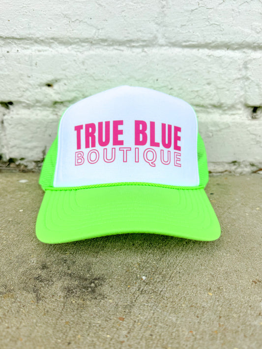 Neon Green True Blue Trucker Hat