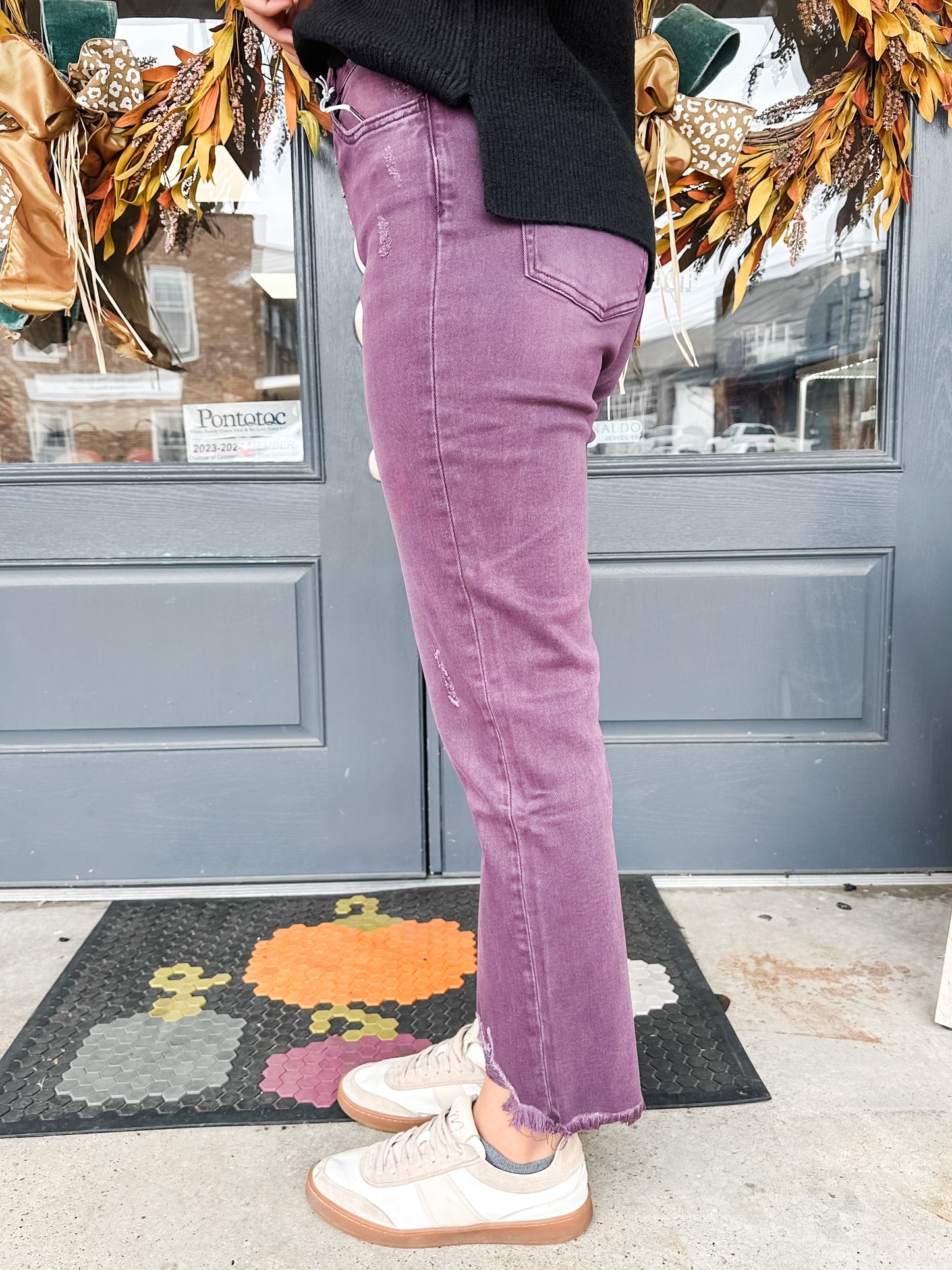 Ella Button Fly Jeans Plum