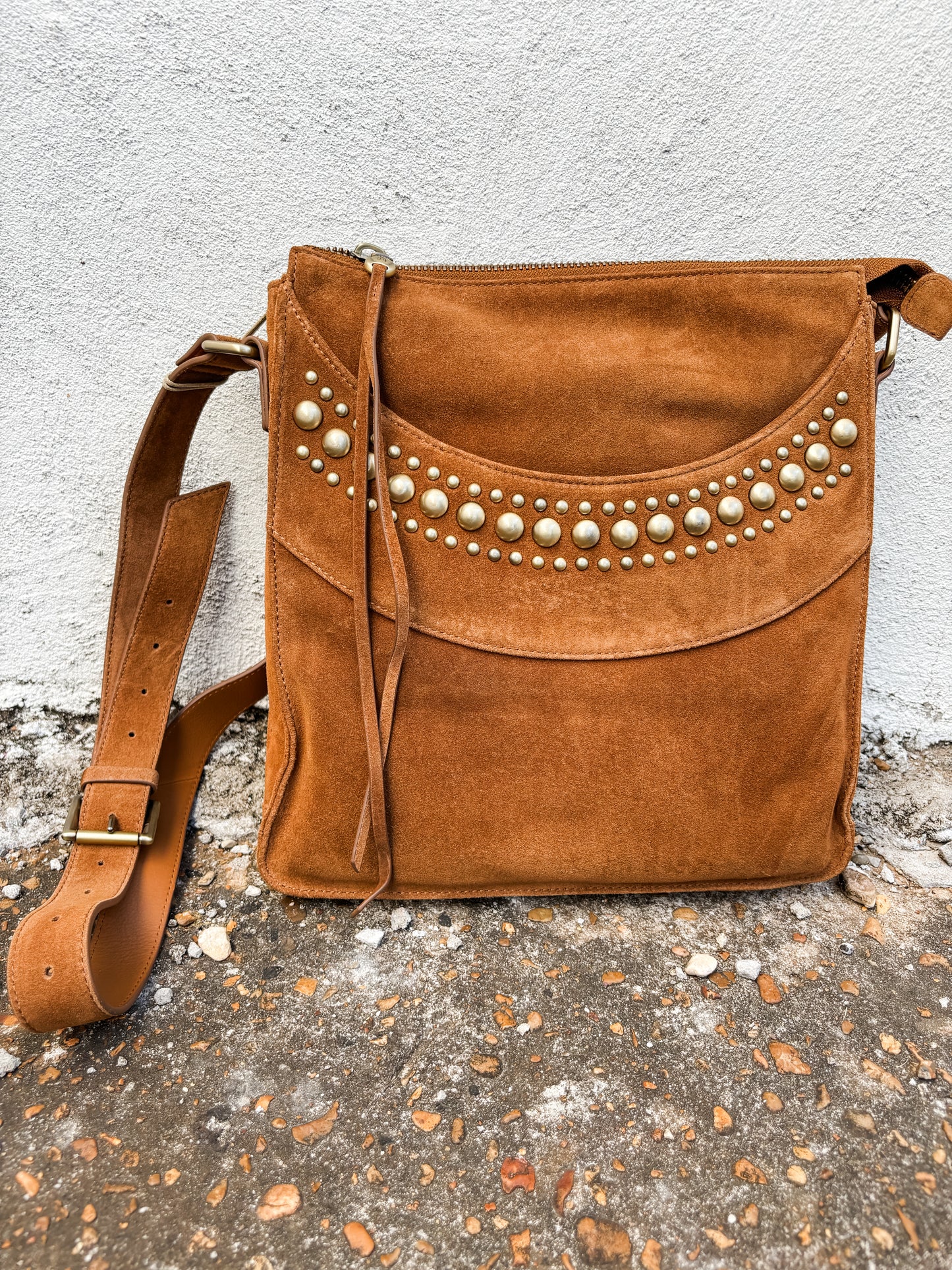 Mystic Large Crossbody Caramel Suede