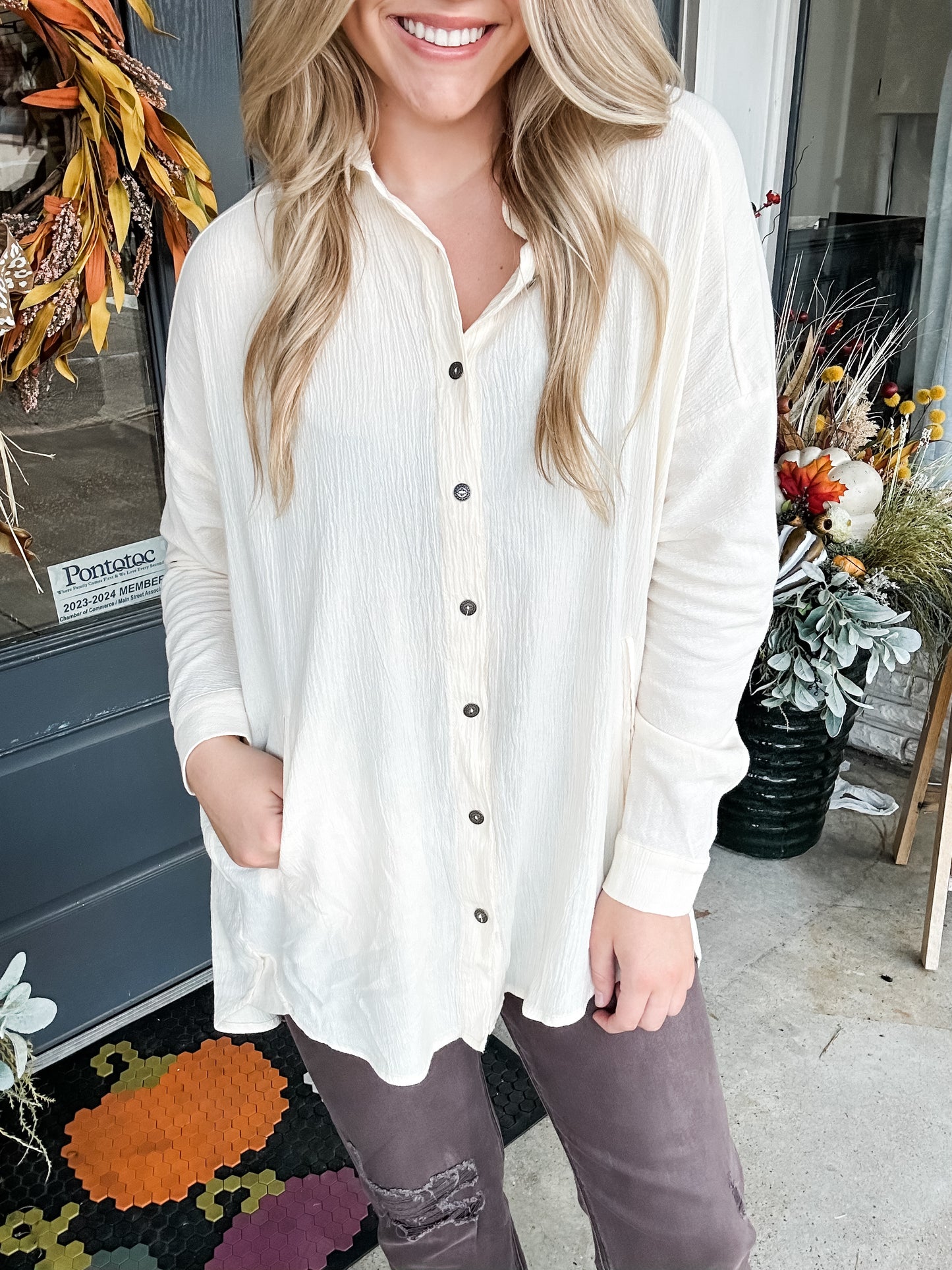 Fresco Button Down Top