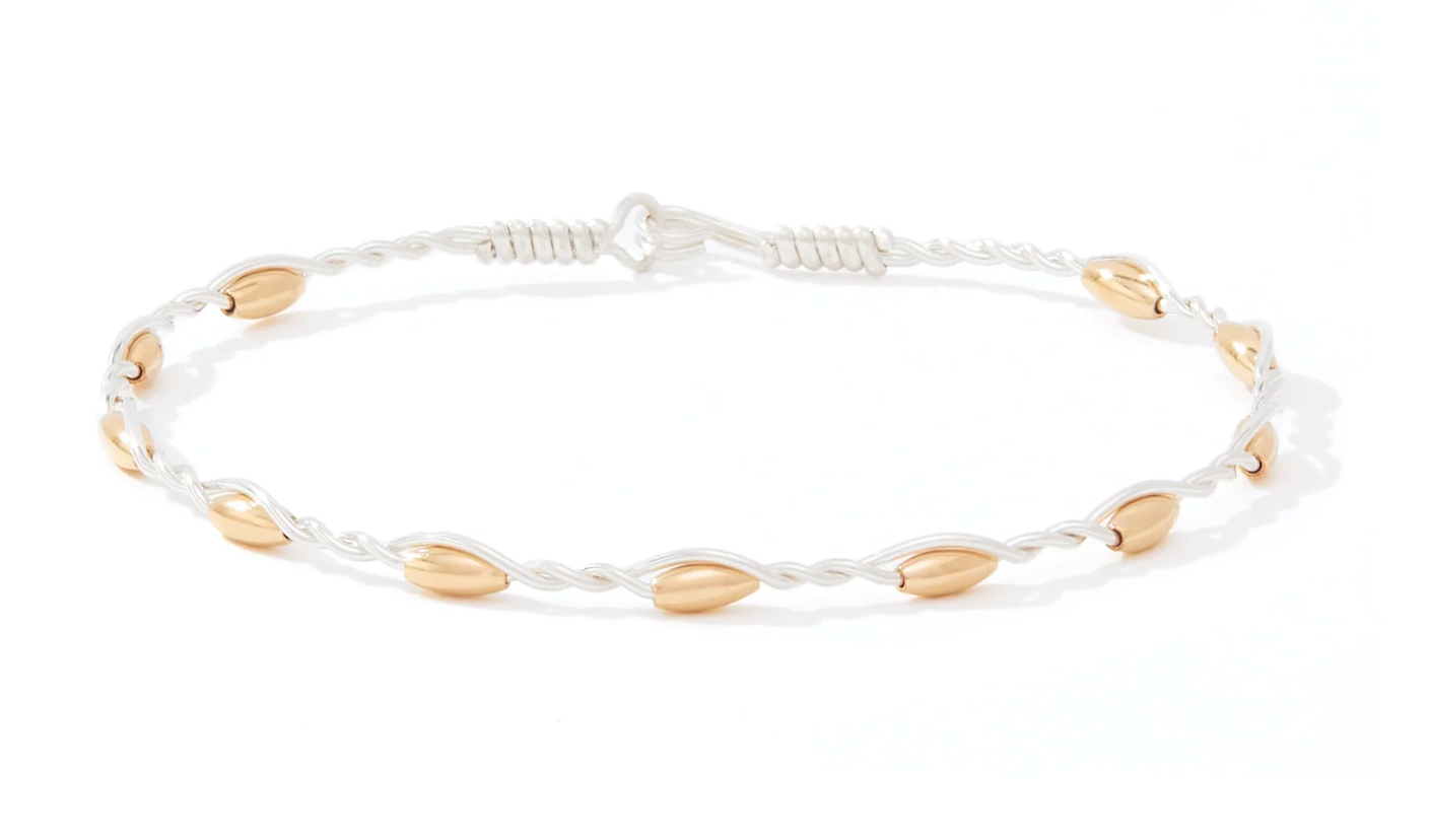 Graceful Silver Bracelet Gold Beads