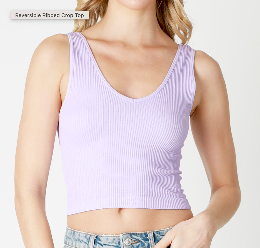 Aria Reversible Ribbed CropTop Orchid Petal