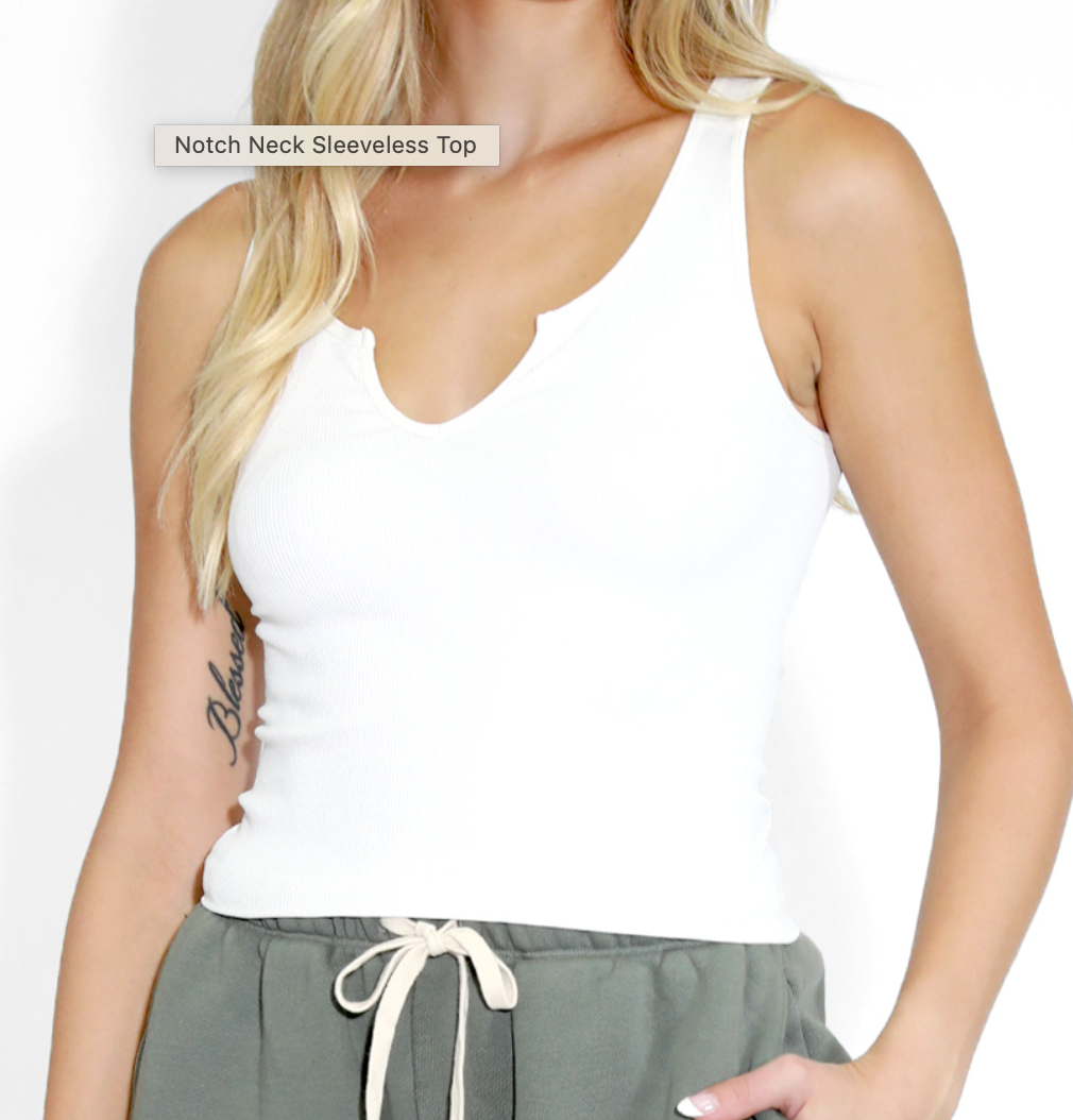 Up a Notch Sleeveless Top White