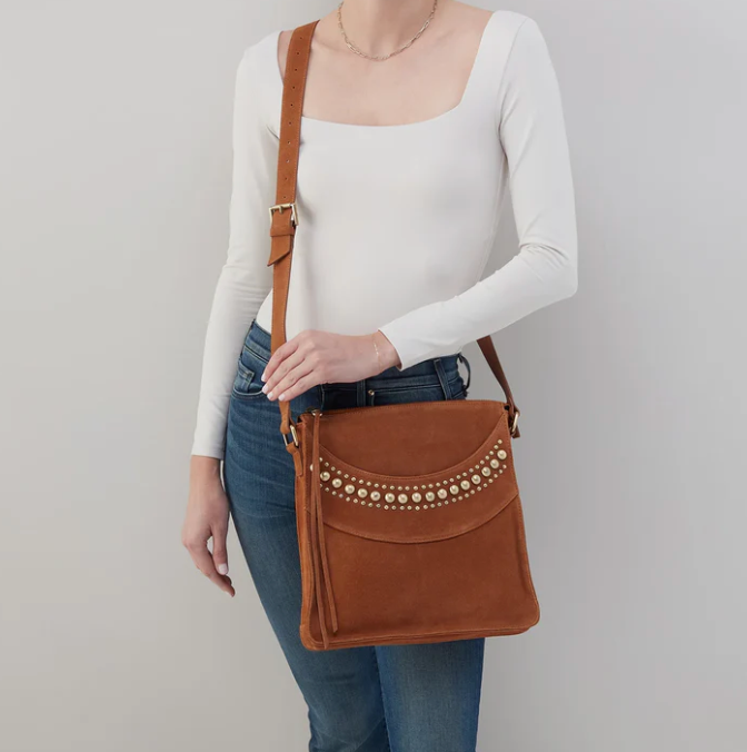 Mystic Large Crossbody Caramel Suede