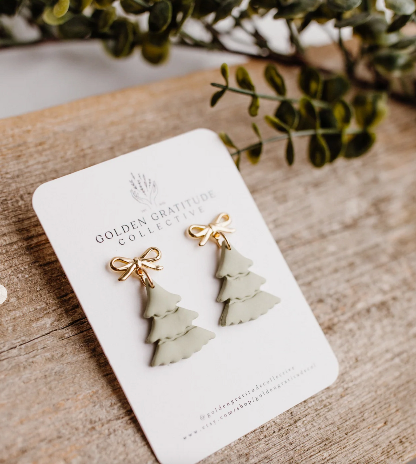 Christmas Tree Earrings Sage