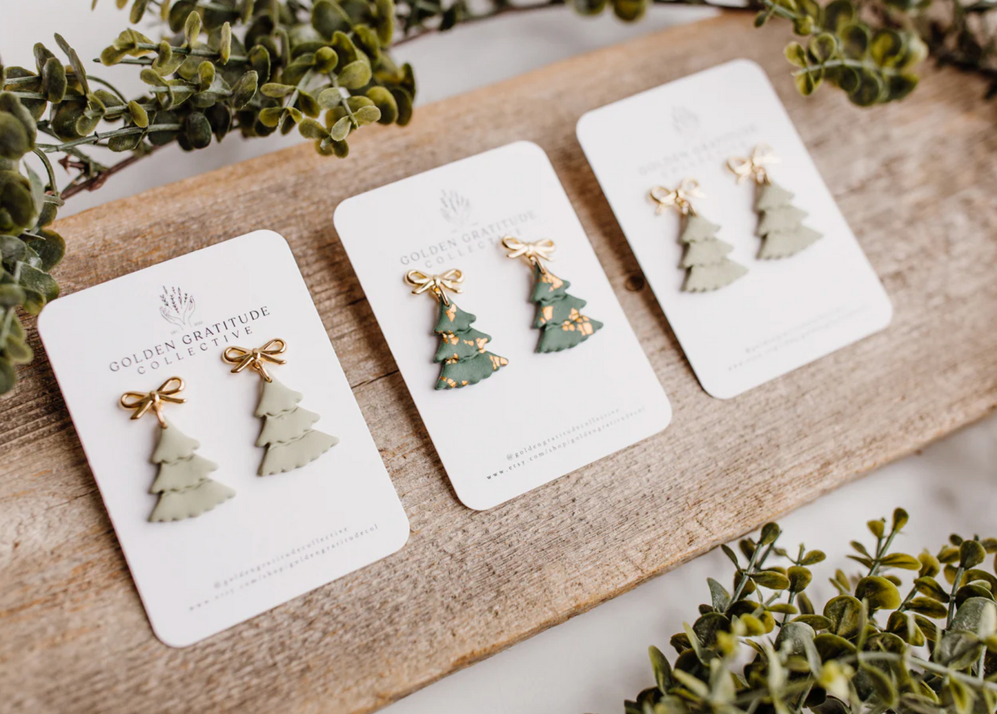 Christmas Tree Earrings Sage