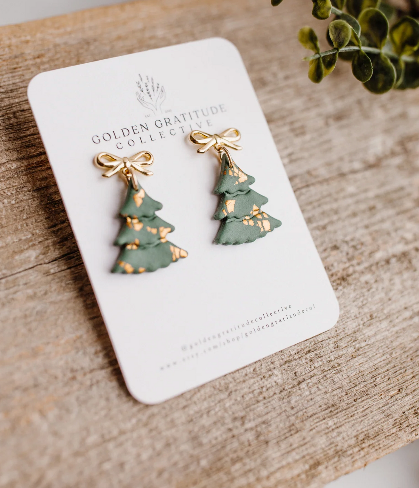 Christmas Tree Earrings Sage