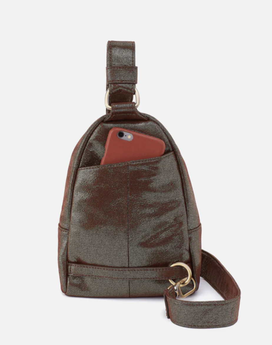 Fern Sling Metallic Leather Coffee Galaxy