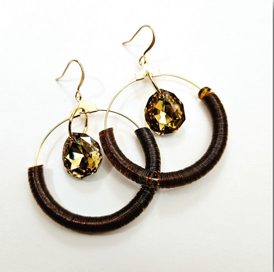 Bronze Vintage Swarovski Hoops