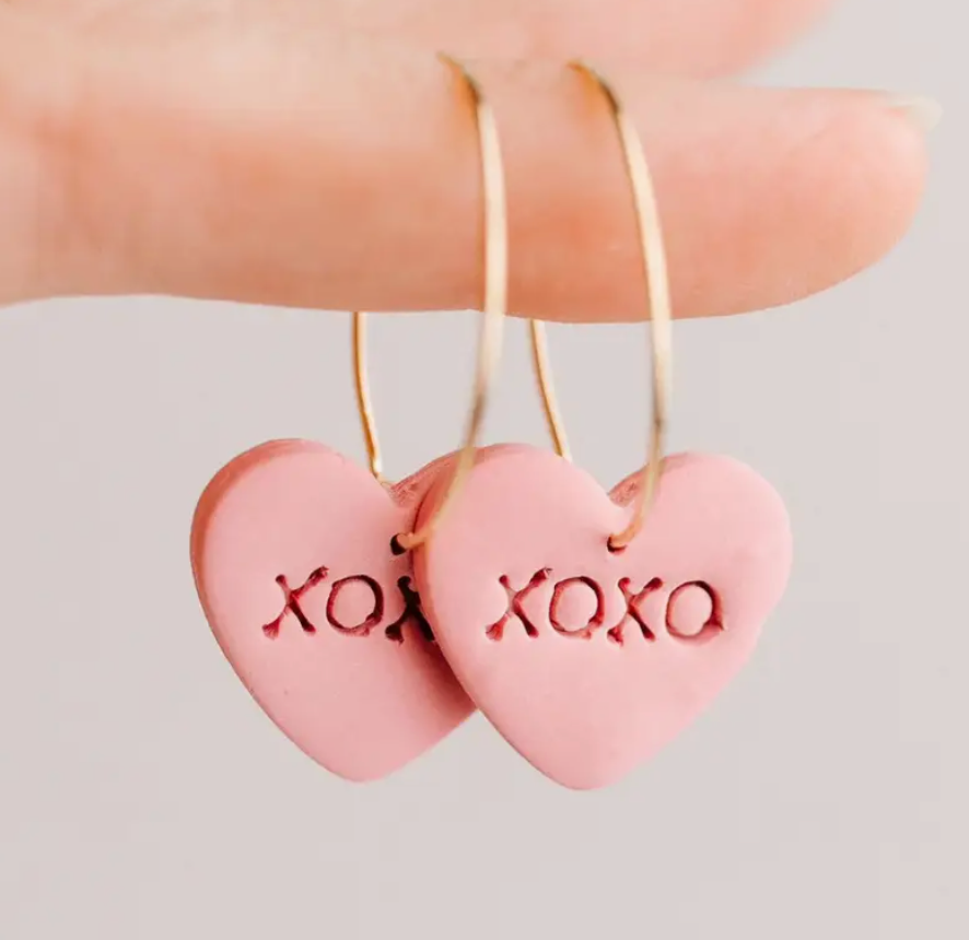 Candy Heart XOXO Valentines Hoops