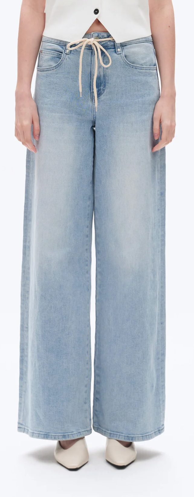 High Rise Drawstring Baggy Denim Jeans