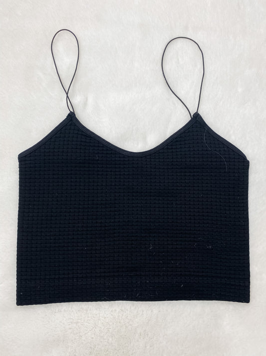 Waffle Crop Cami Black